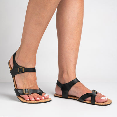 Rutsu Skin.02 Leather Barefoot Sandals Black