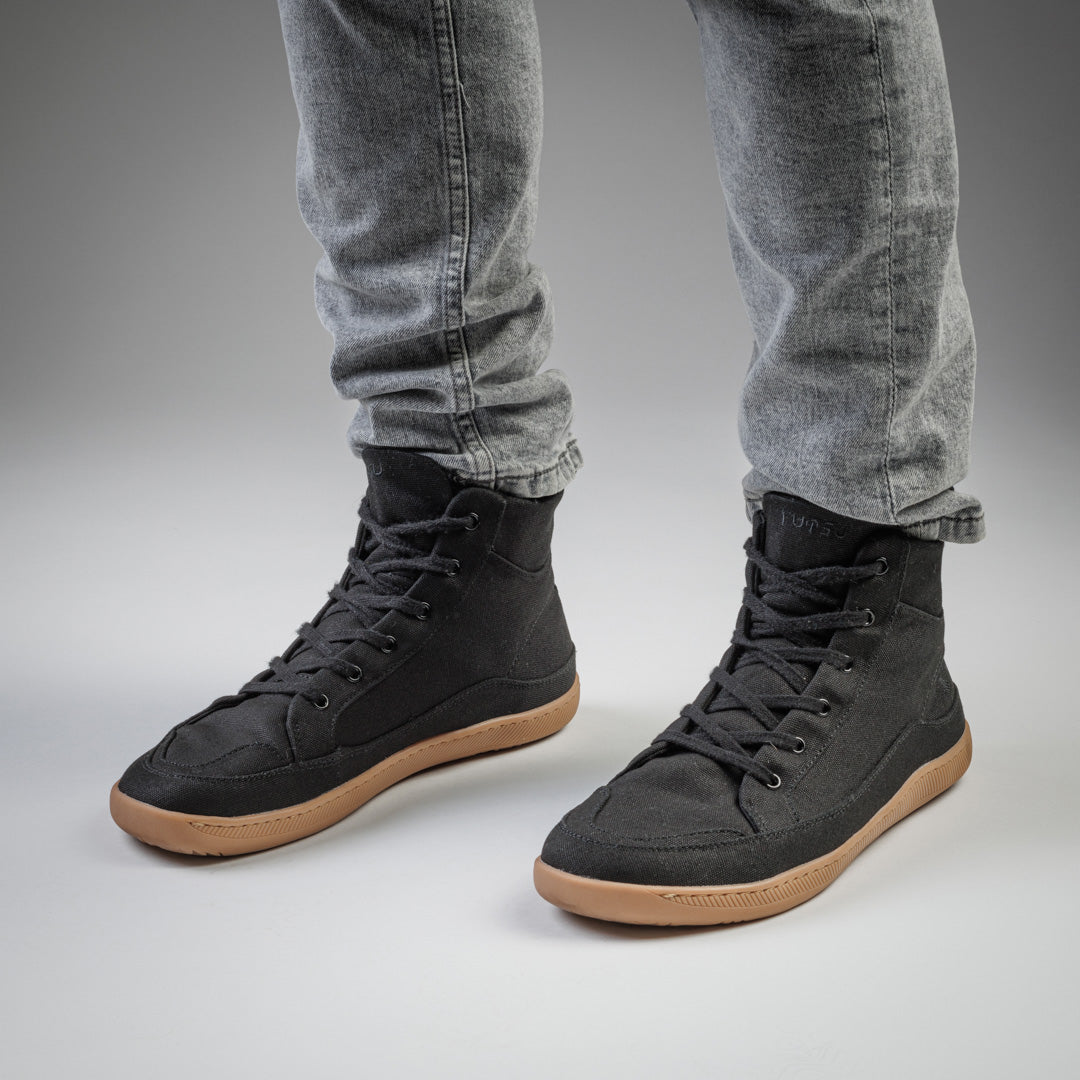 Rutsu Original Barefoot Sneakers High Black & Gum